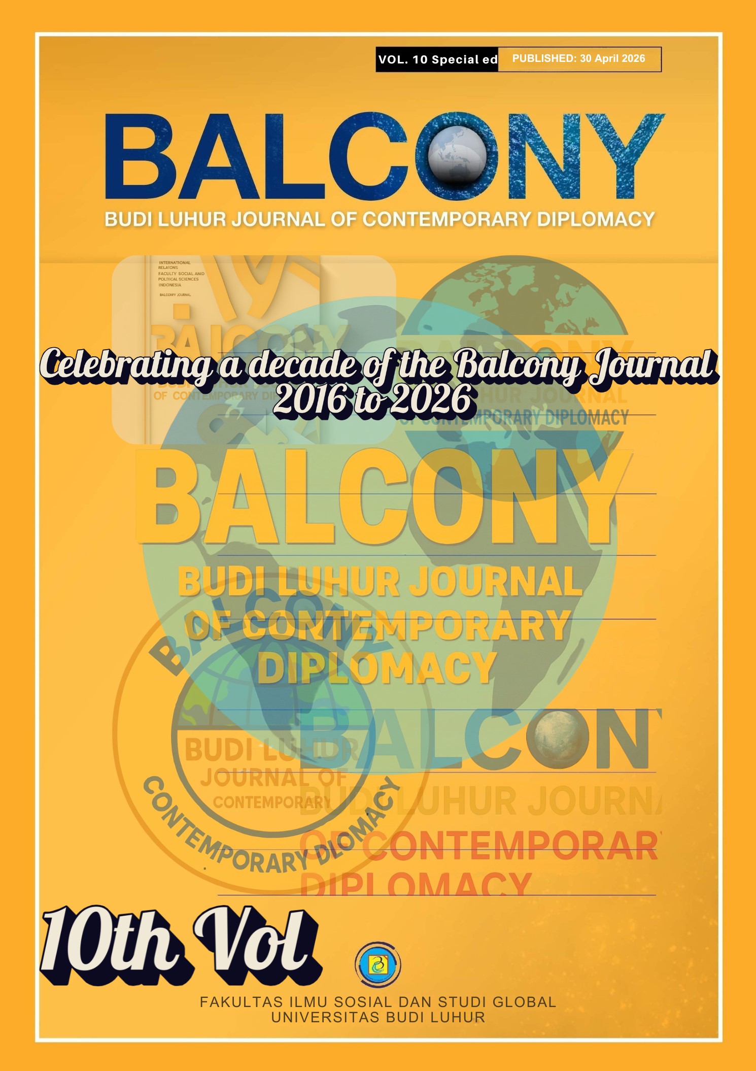 					View Vol. 10 No. 1 (2026): Celebrating a decade of the Balcony Journal from 2016 to 2026 
				